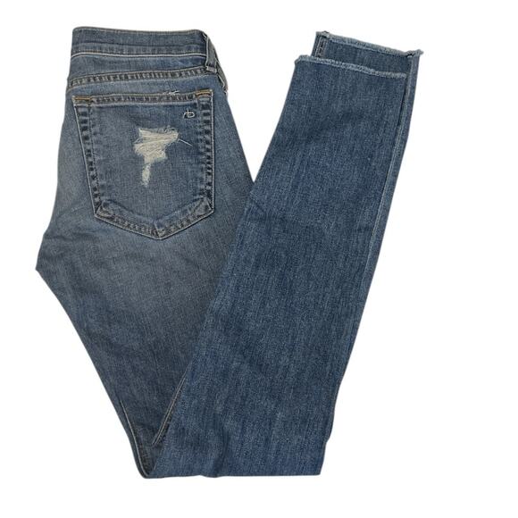 Rag & Bone Dre Skinny Jeans Destroyed Ripped Low Rise Distressed Raw Hem Size 24 - Picture 9 of 10